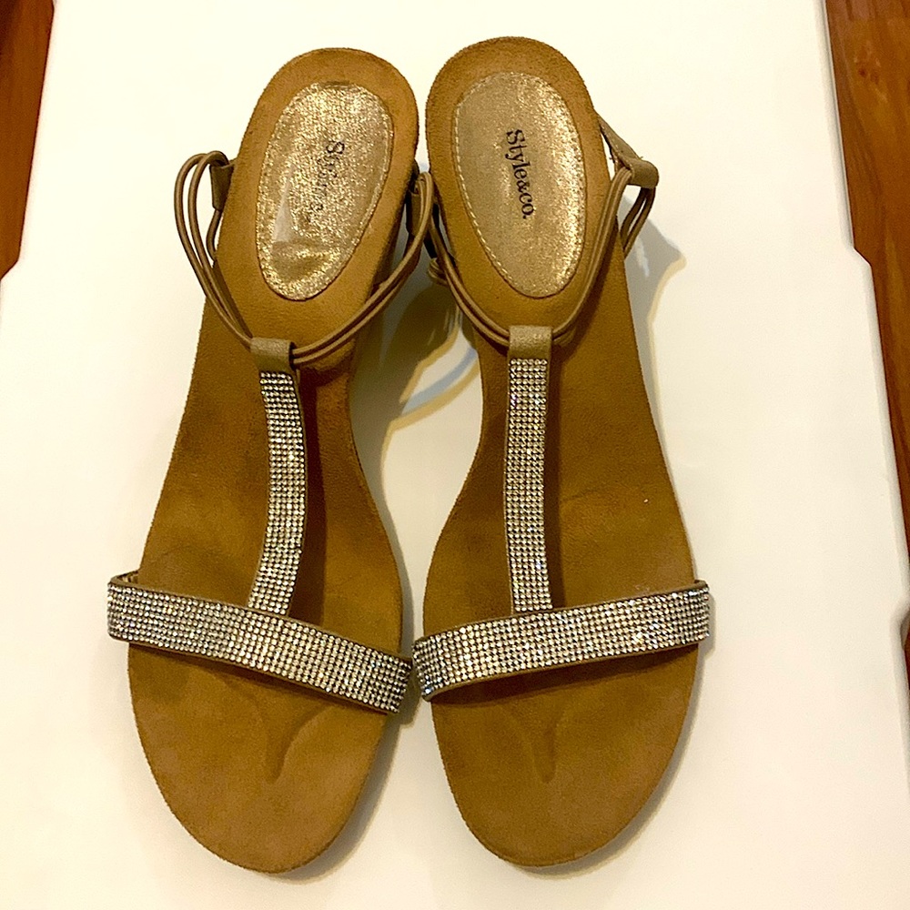 EUC Style and Co Rhinestone Wedge Sandals
